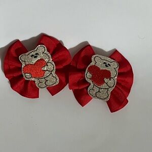 Red Teddy Bear Hair Clips